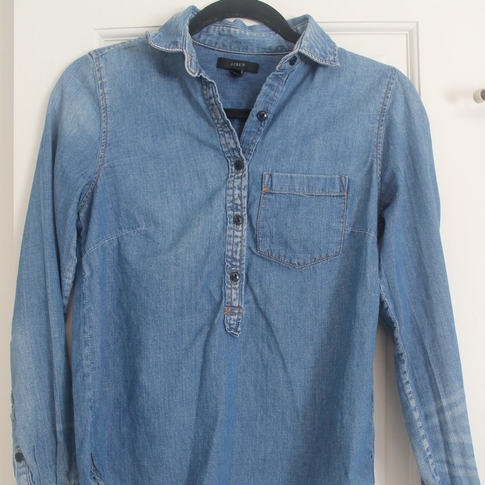 J. Crew Half Button Denim Shirt